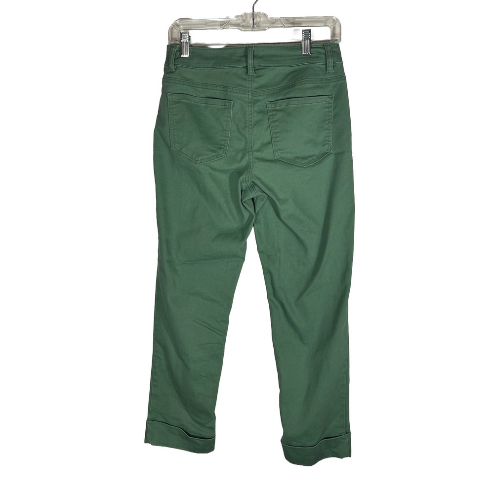 D.Jeans Womens Green Cropped Cuffed Pants Size 4 Stretch Twill Mid Rise 5-Pocket - Picture 3 of 6